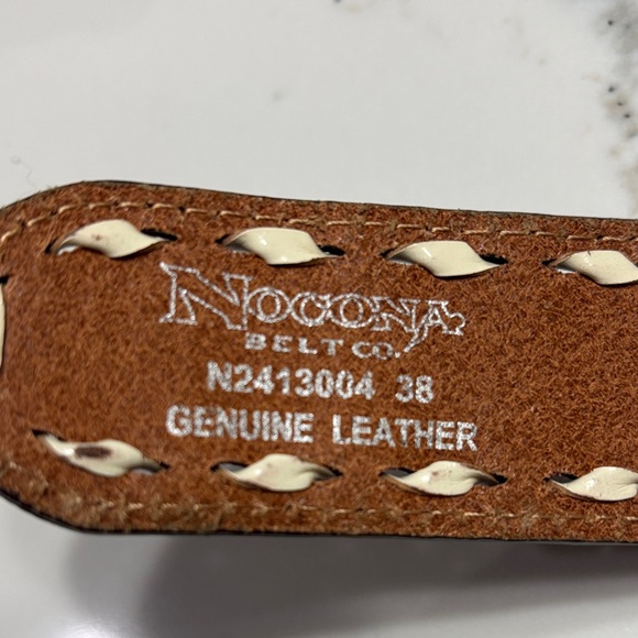 Nocona Brown and Silver Floral Embossed Belt - Picture 12 of 14